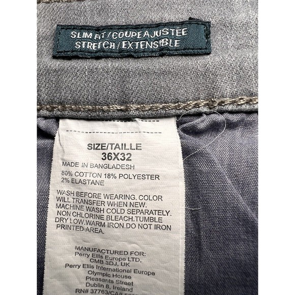Perry Ellis Jeans Slim Fit Stretch Men 36x32 (38x31.5 Actual) Light Gray Denim - Picture 9 of 13